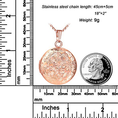 YOUFENG Locket Necklace that Holds Pictures Flower Lockets Pendant Necklaces Birthday Gifts Jewelry - color: RoseGoldRound