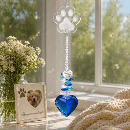 Pet Memorial Suncatcher, Dog Memorial Gifts, Pet Loss, Pet Sympathy, Thoughtful Dogs and Cats Remembrance, Bereavement Gifts - Blue - color: Blue