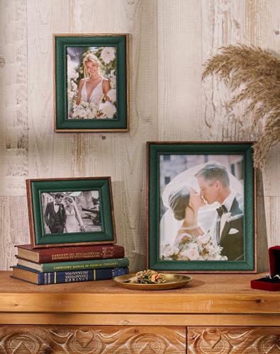 5x7 Rustic Wood Picture Frame with Green Lining,Dark Wood, 5 By 7 - color: Walnut-Green, size: 5x7, 1-Pack