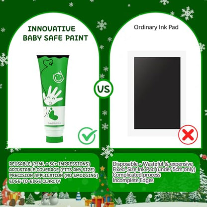 Baby Hand and Footprint Paint with Sponge Head, 2.54 fl oz, Non-Toxic & Acid-Free, Washable Baby Safe Paint for Newborn Keepsakes, Dog Nose & Paw Prints, Ideal New Mom Gift - Green - color: Green