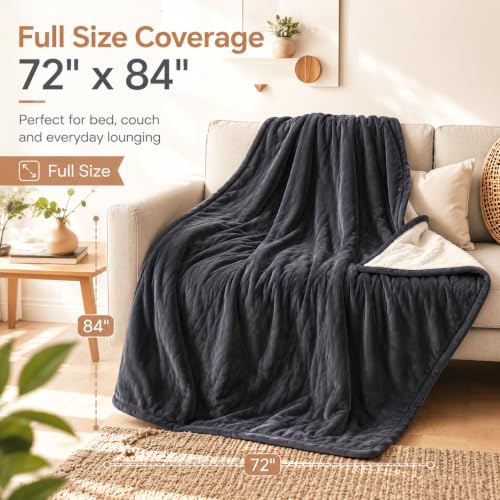 Electric Heated Blanket,Flannel and Sherpa,Full 72x84in,Iron Gray,Gift - color: B-iron Gray, size: 72x84inches-Full