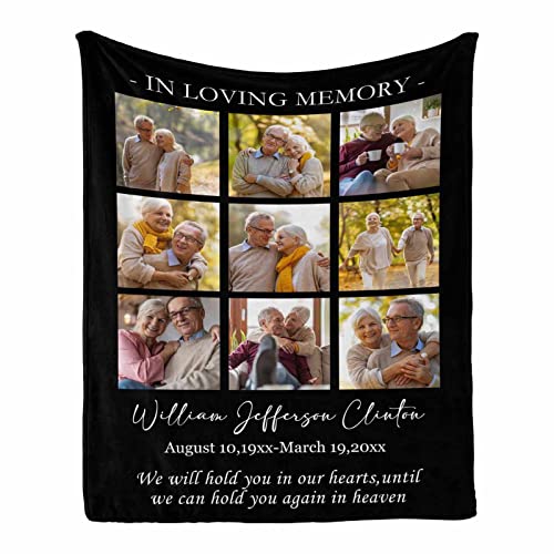 Memorial Blanket| Personalized Memorial Gift for Loss of Grandma Grandpa Dad Father Mother, Bereavement Sympathy Blanket for Loved Ones in Heaven - color: Multi Y140, size: 30 x 40 Inches