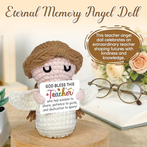 Teacher Appreciation Gifts,Teachers Gifts - Handmade Positive Angel Crochet - Birthday Gift, Going Away, Retirement Gift for Teacher - style: Teacher Gifts