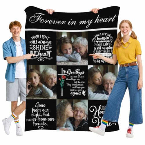 Custom Blanket with Picture in Memory of Loved One Gifts,Blanket with Pictures Customized for Loss of Grandma Grandpa - color: Color 10