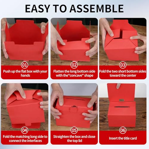 25 Pack Raffle Box Ballot Box with Slot, 6 x 6 x 6 Inch Red Cardboard Suggestion Box with Removable Header, for Collecting Business Card Voting Contest Fundraising Donation and Suggestion - color: Red, size: 25Pack