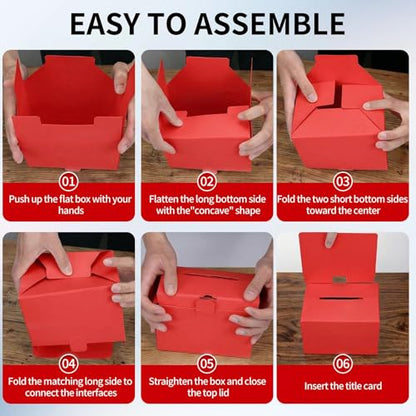 25 Pack Raffle Box Ballot Box with Slot, 6 x 6 x 6 Inch Red Cardboard Suggestion Box with Removable Header, for Collecting Business Card Voting Contest Fundraising Donation and Suggestion - color: Red, size: 25Pack