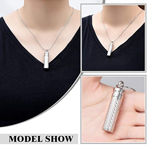 constantlife Cremation Jewelry for Ashes Openable Pill Case Urn Necklace Keepsake Perfume Memorial Pendant Locket Charm Accessories - color: Silver