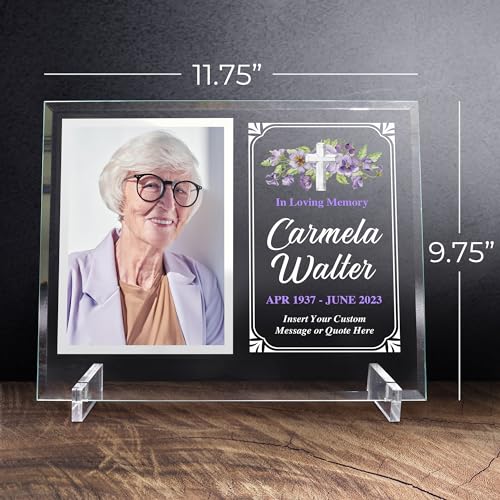 Basic Fundamentals 11.75"x9.75" Custom Glass Picture Frame for 5x7 Photo, Personalized Memorial Picture Frame, In Loving Memory Picture Frame and Celebration of Life Decorations (Design 2)