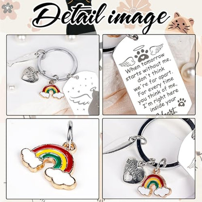 Pet Memorial Gifts for Dogs Cats - Loss of Cat Dog Sympathy Gift Rainbow Bridge Paw Keychain for Women Men Pet Lovers