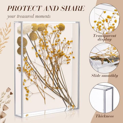 Barydat 2 Pcs 8'' x 10'' Acrylic Shadow Boxes Display Cases, Shadow Box DIY Frame Clear Acrylic Display Cases Wedding Memory Dried Flower Container Picture Photo Frame for Valentine Day Wedding - size: 8 x 10''