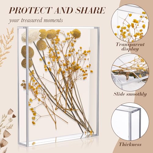 Barydat 2 Pcs 8'' x 10'' Acrylic Shadow Boxes Display Cases, Shadow Box DIY Frame Clear Acrylic Display Cases Wedding Memory Dried Flower Container Picture Photo Frame for Valentine Day Wedding - size: 8 x 10''