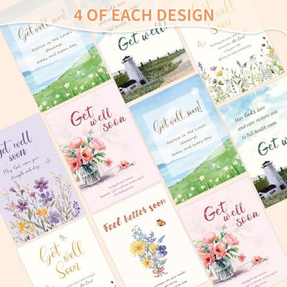 24 Pcs Christian Get Well Soon Cards - color: Get Well Soon