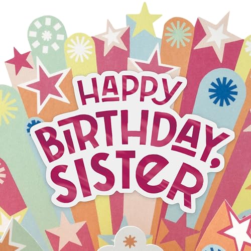 Hallmark Paper Wonder Pick-a-Title Customizable Pop-Up Birthday Card for Her (Pink, Green, Orange Stars) for Sister, Niece, Goddaughter, Great-Granddaughter - style: Pink, Green, Orange Stars