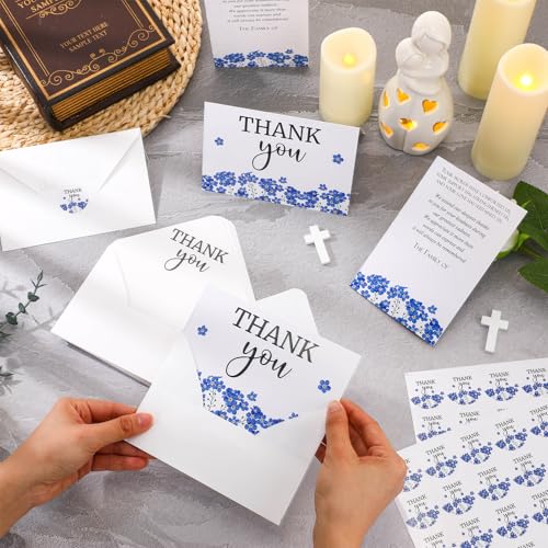 Fumete 50 Set Funeral Thank You Cards, Forget Me Not - style: Forget me not