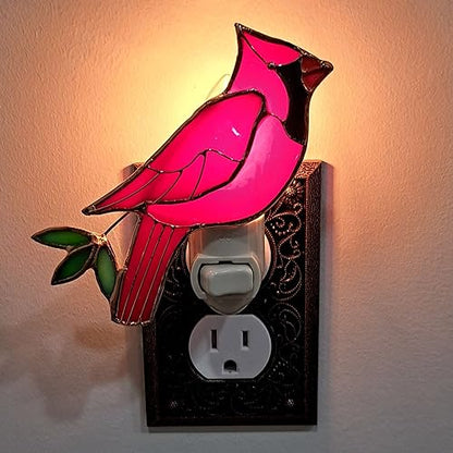 Gift Essentials Red Cardinal Plug-in Night Light - Stained Glass Nightlight | Red Cardinal Stained Glass Plug-in Nightlight with On/Off Rocker Switch. Includes One 4-Watt Replaceable Warm-Glow Bulb. - color: Cardinal