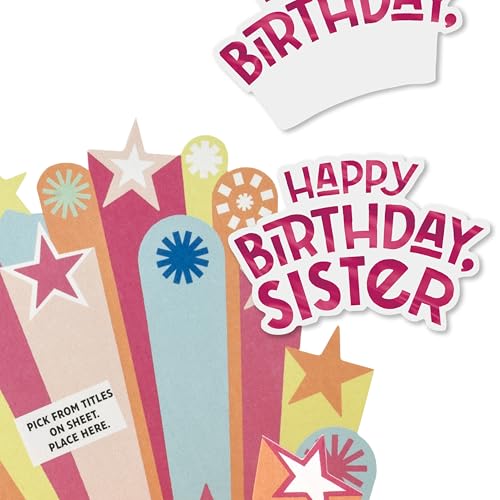 Hallmark Paper Wonder Pick-a-Title Customizable Pop-Up Birthday Card for Her (Pink, Green, Orange Stars) for Sister, Niece, Goddaughter, Great-Granddaughter - style: Pink, Green, Orange Stars