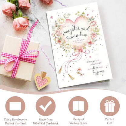 Heartfelt Anniversary Card for Daughter and Son in Law, Sweet Daughter and Son in Law Wedding Anniversary Card from Parents - color: Daughter and Son in Law Anniversary
