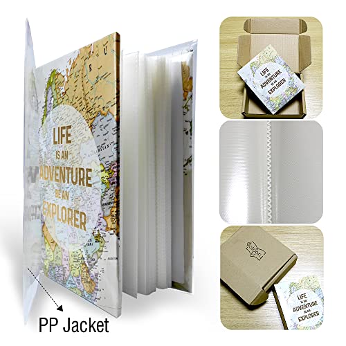 Holoary Photo Albums 4x6 100 Photos, Small Size 1 Picture Per Page, 100 Pockets 4"x6", Printed Book Cover Old Map Adventure Travel Vacation - size: 100 Pockets