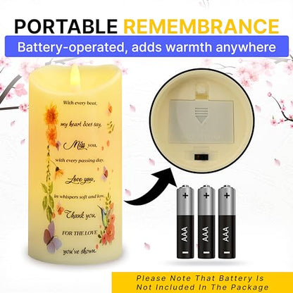 Skywin Flameless Memorial Candles for Deceased (Miss You), 5.9 x 2.7 Inches LED Memorial Candles for Loss of Loved Ones, Remembrance and Sympathy Gift