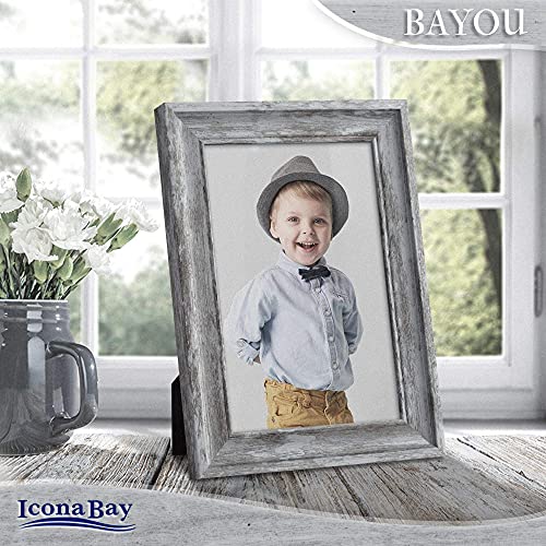 Icona Bay 6x4 Picture Frame (Azure Grey, 1 Pack) Cape Cod Style 6 x 4 Photo Frame, Table Top or Wall Mount, Bayou Collection - size: 4x6