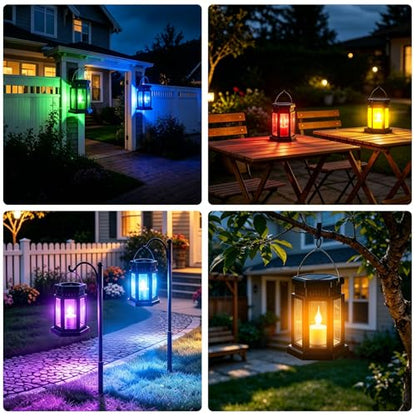 Solar Lanterns Outdoor Waterproof Lights, RGB Color Changing Light 2pack - size: 2pack