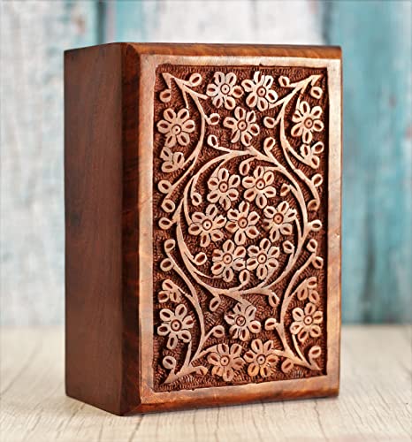 Wooden Pet Memorial Keepsake Cremation Urns for Ashes | Pet Urn Wood Keepsake Box for Cat & Dog Ashes | Pet Memorial Urn Box 6 X 4 Inch