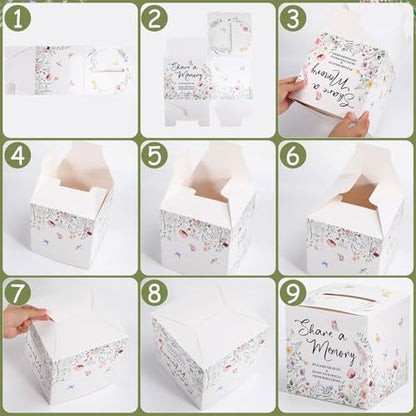 Fainne 50 Pcs Floral Share a Memory Cards with Celebration of Life Box Funeral Advice Cards Thank You Sympathy Holder Box Decor for Guest Funerals Memorial Service Farewell Remembrance Party Supplies - style: Foral