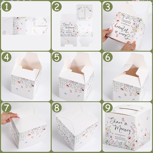 Fainne 50 Pcs Floral Share a Memory Cards with Celebration of Life Box Funeral Advice Cards Thank You Sympathy Holder Box Decor for Guest Funerals Memorial Service Farewell Remembrance Party Supplies - style: Foral