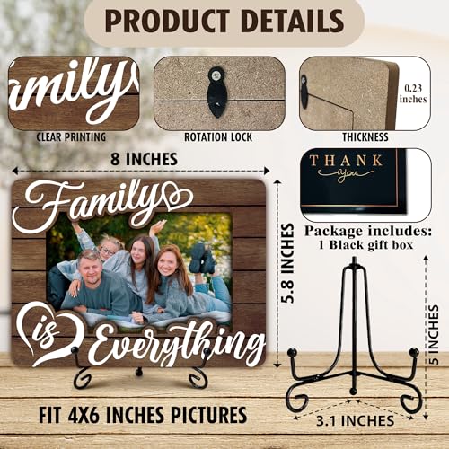 Family Picture Frame, Family is Everything Photo Frame, Thank You Birthday Christmas Gifts for Women Men Couples Friends, Tabletop-A04 - color: brown family