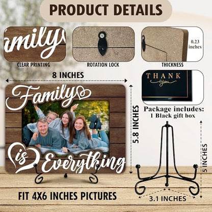 Family Picture Frame, Family is Everything Photo Frame, Thank You Birthday Christmas Gifts for Women Men Couples Friends, Tabletop-A04 - color: brown family