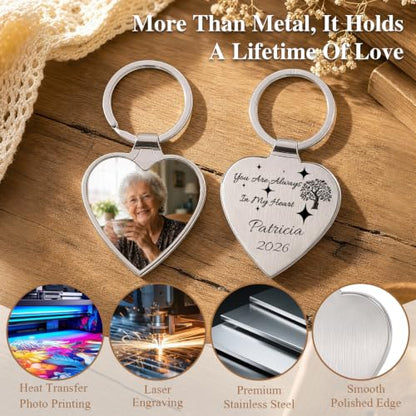 QYH Personalized Memorial Keychain with Photo, Loved One Remembrance Gift