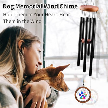 Dog Memorial Wind Chime for Loss of Pet Sympathy Bereavement Gift - color: Colorful Paw