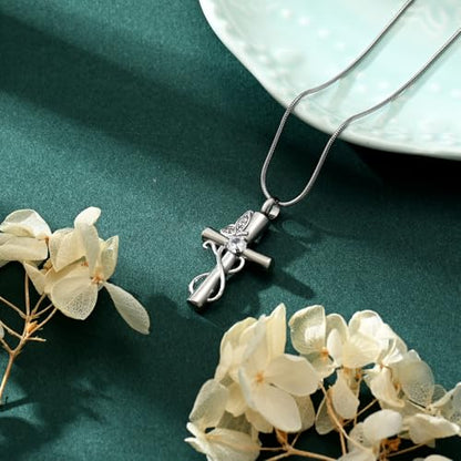 Butterfly Cross Cremation Jewelry Urn Necklaces Cross Butterfly Urn Necklaces for Ashes Memorial Keepsake Pendant for Women Men Gifts With Funnel Kit & Bag - color: Silver