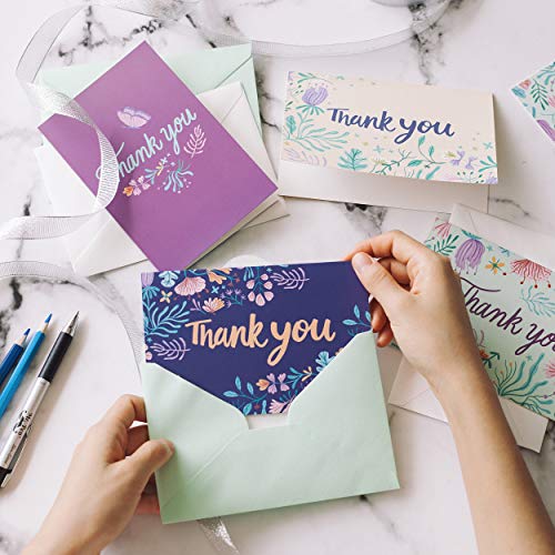 Mr. Pen- Thank You Cards with Envelopes, 20 Pack, 5 Design | Thank You Note Blank Inside, Thank Cards with Envelopes - color: Greenery Purple Design