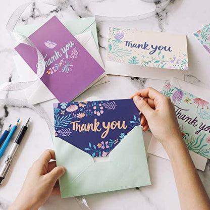 Mr. Pen- Thank You Cards with Envelopes, 20 Pack, 5 Design | Thank You Note Blank Inside, Thank Cards with Envelopes - color: Greenery Purple Design