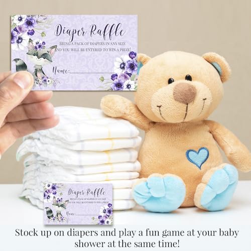 Baby Shower Invites for Girls – Raccoon Girl Baby Shower Invitation Bundle with Diaper Raffle Tickets, Book Request Cards & Envelopes. Set of 20 5X7 Watercolor Floral Invitation Kit Sets - style: Raccoon