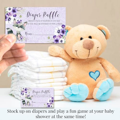Baby Shower Invites for Girls – Raccoon Girl Baby Shower Invitation Bundle with Diaper Raffle Tickets, Book Request Cards & Envelopes. Set of 20 5X7 Watercolor Floral Invitation Kit Sets - style: Raccoon