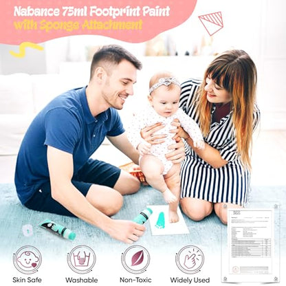 Nabance 2.54 fl oz Mint Green Baby Hand and Footprint Friendly Paint, Dog Cat Paw Print Safe Paint, Non-Toxic Acid-Free, Safe Gentle for Home School Christmas New Year DIY Keepsake Stamp - color: Mint Green