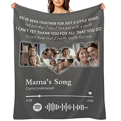 Personalized Blanket for Mom Gift on Mother's Day Birthday, Custom Throws with Picture Text Name, Photo Blankets, Made in USA - color: Design 1