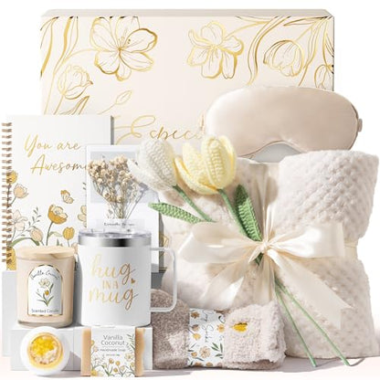 Birthday Gifts for Women Self Care Package Get Well Gift Baskets for Women | Get Well Soon Thinking of You Spa Sympathy Gift Basket, Christmas Inspirational Gift Set for Women Mom Her Friend Wife Sister - color: Beige