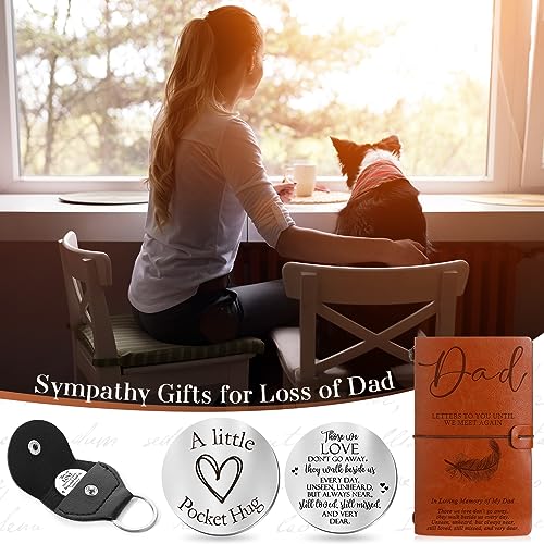 Fulmoon Memorial Gifts for Loss of Dad, Letters to Dad in Heaven Included 1 Grief Journal Travel Photo Diary Journal 1 Pocket Hug 1 PU Keychain 3 Ballpoint Pens Bereavement Gifts for Loss of Father - style: Dad