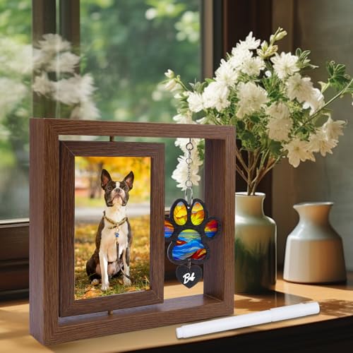 Dog Memorial Picture Frame, 4x6 Wooden Frame, Pet Loss Gift, Paw - color: Paw Shape