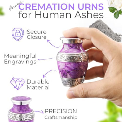 Marbled Metal Keepsake Urn for Human Ashes, Mini 6 Cu in, Purple - color: Purple, size: Small (Set of 1)