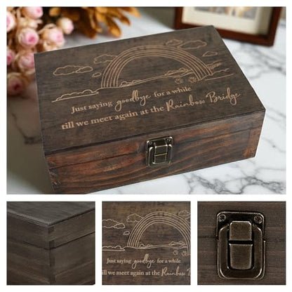 Pet Loss Gift, Engraved Wooden Memorial Memory Box for Dogs & Cats - size: Medium, style: Pet