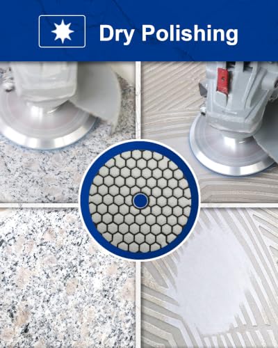 SHDIATOOL Dry Diamond polishing Pads 4 Inch Set of 8 Pieces Plus a Rubber Backer for Granite Marble Stone Quartz Ceramic - style: 8 Pieces+R Backer