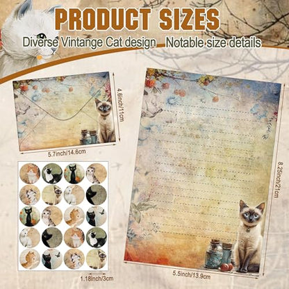 TaoBary 160 Pcs Cat Stationery Paper and Envelopes Set, 5.5 x 8.25'' - size: 5.5 x 8.25 Inch, style: Cat