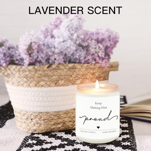 Sympathy Gifts for Loss of Loved One, 7OZ Lavender Scent Soy Wax Candle - style: Keep Making Him Proud
