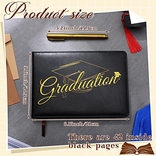 Frienda 2026 Graduation Guest Book Leather Guest Sign in Book with Pen Graduation Party Favors Congratulation Graduates Signature Books(Graduations,Black, Gold) - color: Black, Gold, size: Graduation