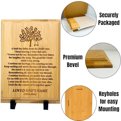 Personalized “A Limb Has Fallen” Sympathy Gift Memorial Plaque – Remembrance Gift for Loss of Loved One – Customizable Bereavement Gift – In Loving Memory Keepsake (Bamboo, 7x9 inch) - size: 7x9 inch