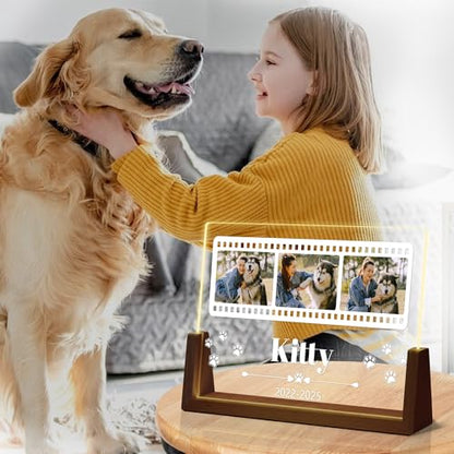 Personalized Dog Memorial Gifts, Custom Acrylic Light Up Picture Frame | Custom Pet Loss Gifts Cat Pet Memorial Gifts with Pictures for Pet Lover, Loss of Dog Sympathy Gifts - color: style-8